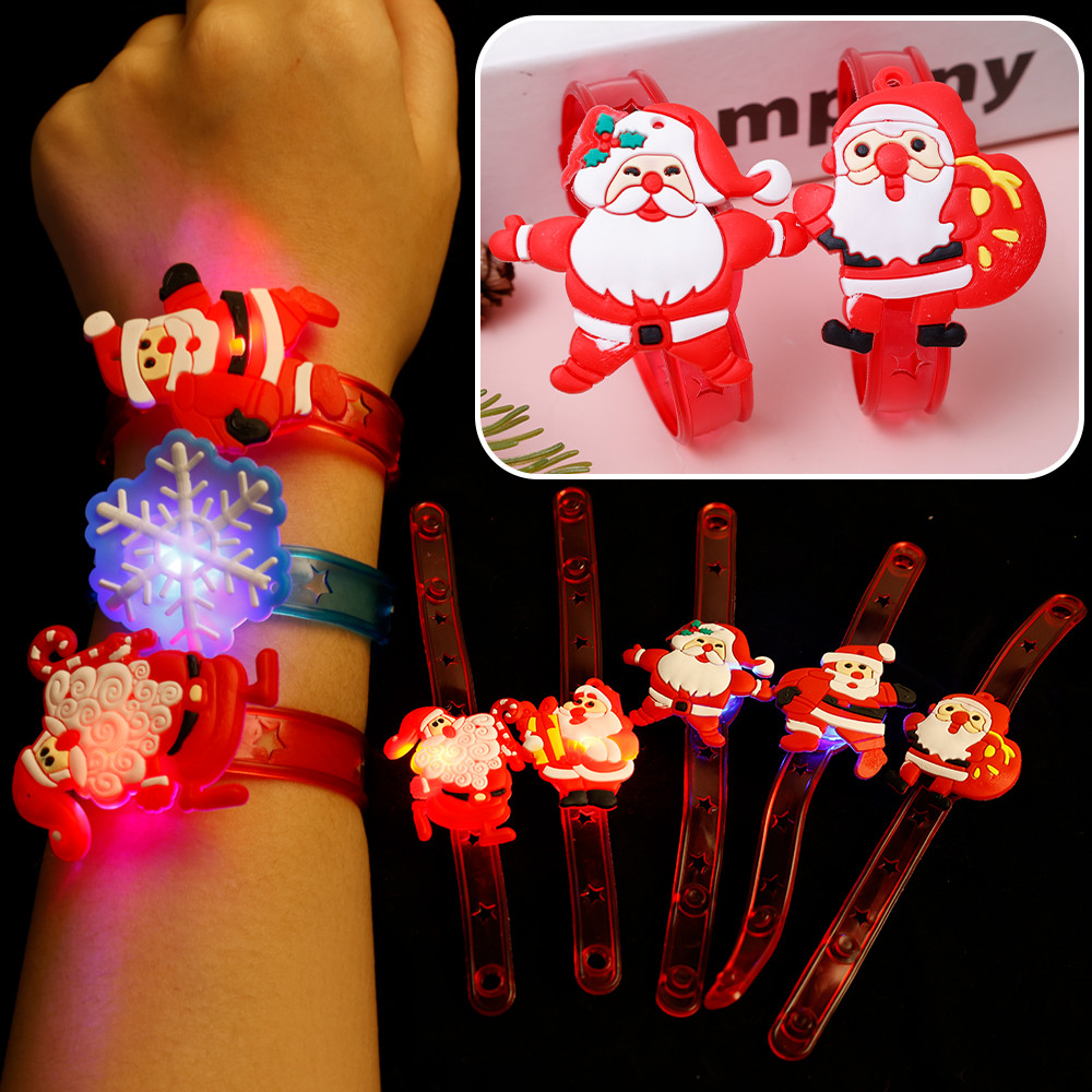 ของเล่นนาฬิกาเรืองแสง LED กระพริบ | สายรัดข้อมือไฟแบตเตอรี่ เอจี3 ในตัววัสดุกาวนุ่มสําหรับเด็ก 3-10ย ของขวัญคริสต์มาส (สุ่ม 3/5 ชิ้น)