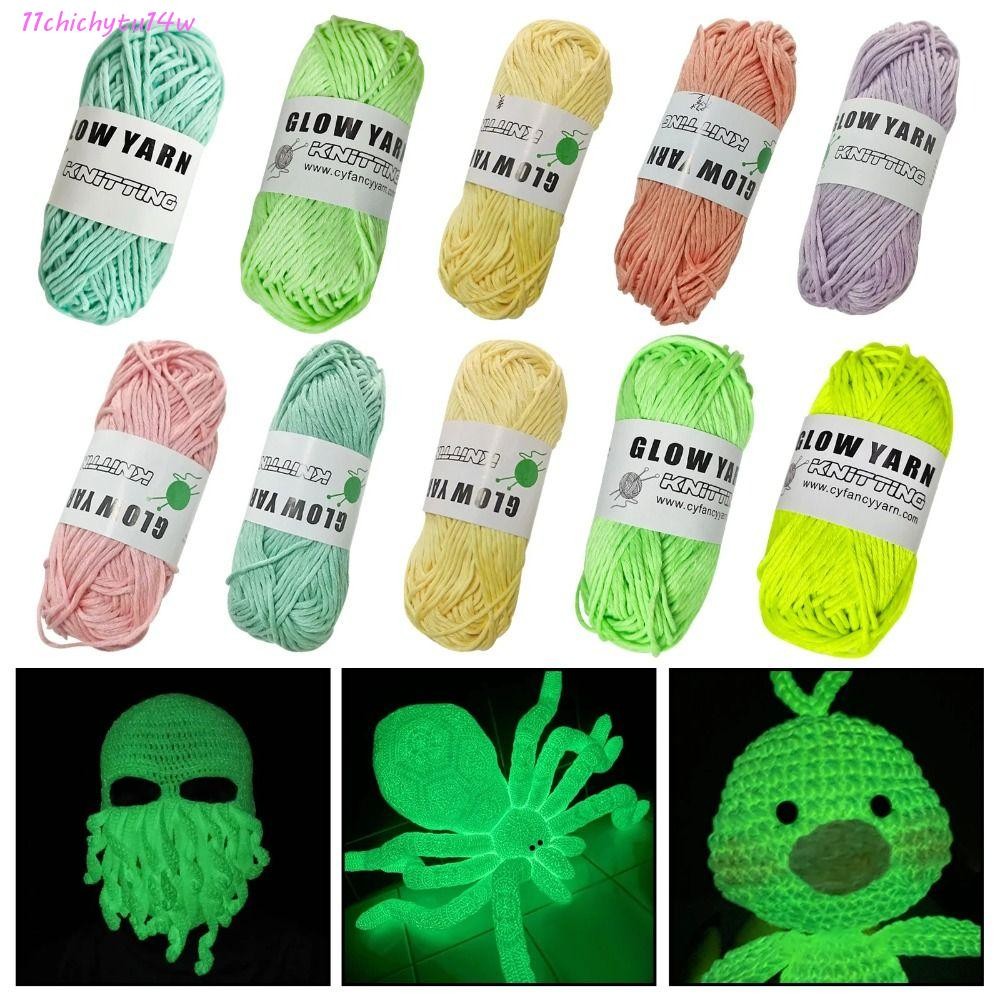 CHICHYTU14W 50g/roll Luminous Chunky Yarn, ด้ายโพลีเอสเตอร์เส้นด้ายเรืองแสง, Skin-friendy Soft 2mm G
