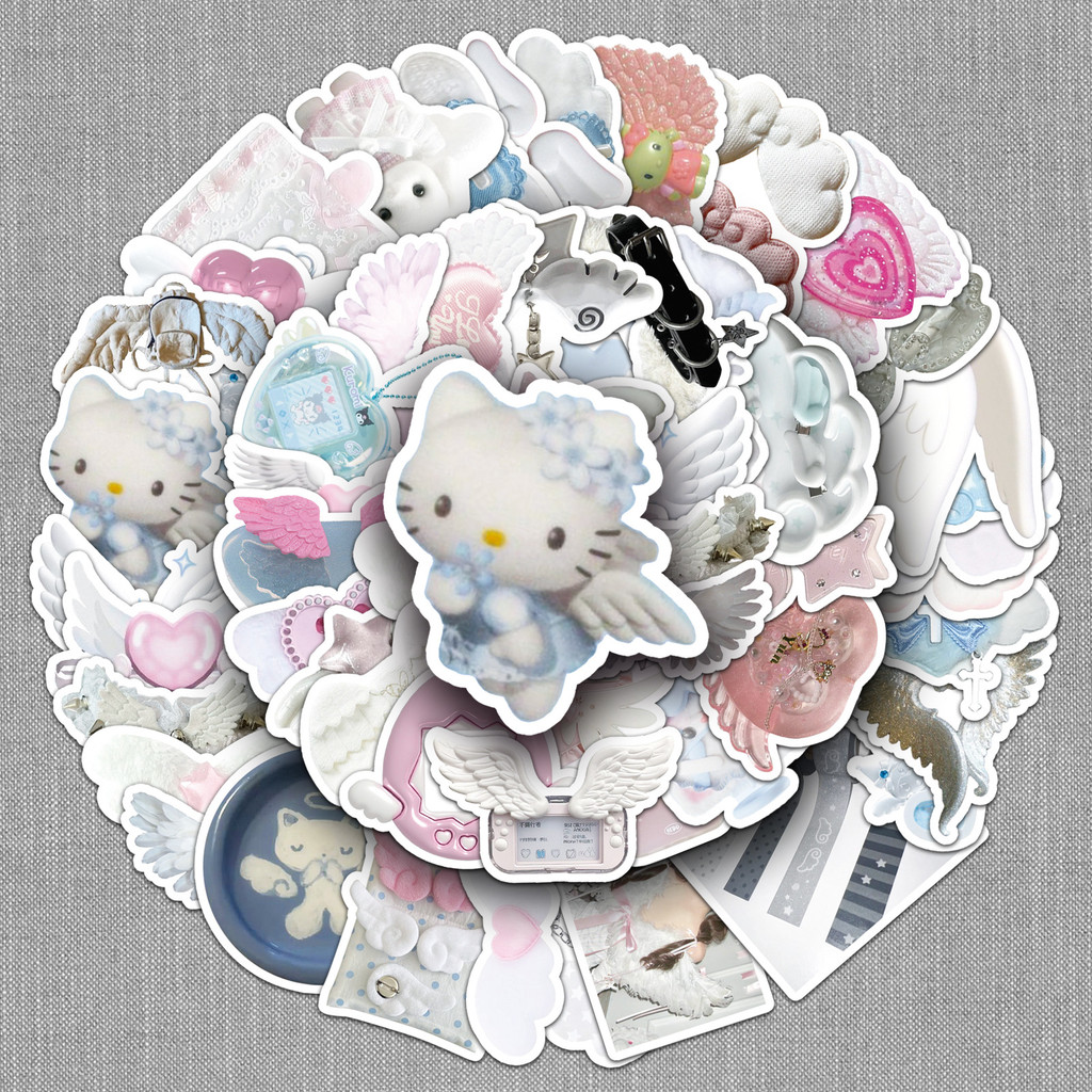 [ 50 ] ปีก ins สติ๊กเกอร์กราฟฟิตีเล็ก ๆ สดเกาหลีสีขาว ตกแต่งเคสมือถือ ถ้วยน้ํา สติ๊กเกอร์แบน