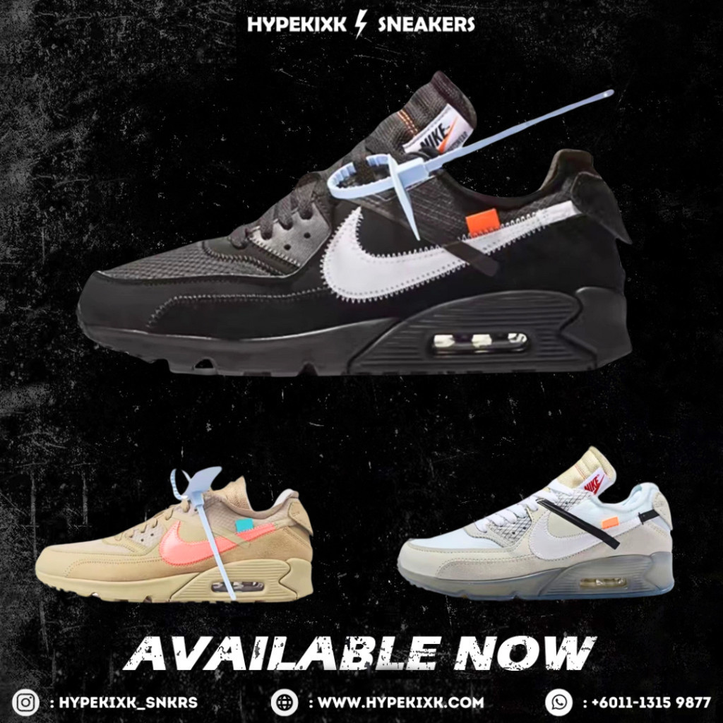 สินค้าขายดี Unisex Air Max 90 Off-White สีดํา Off-White | Ore รองเท้าผ้าใบ Off-White Desert Ore