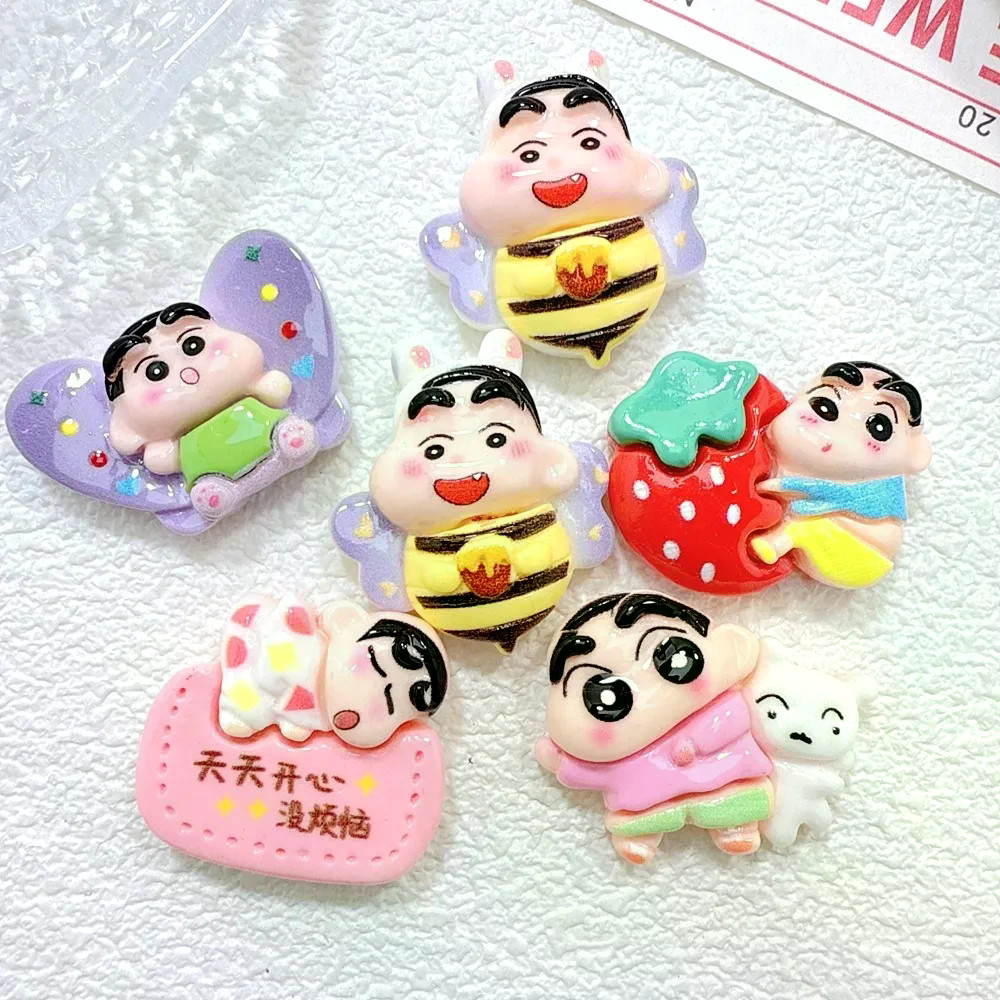เครื่องประดับตกแต่งด้วยเรซิน Shin-Chan แบบ DIY Kit กาวครีม พวงกุญแจ จิ๋บ ที่คาดผม และเคสโทรศัพท์ ขายส่ง 100 ชิ้น