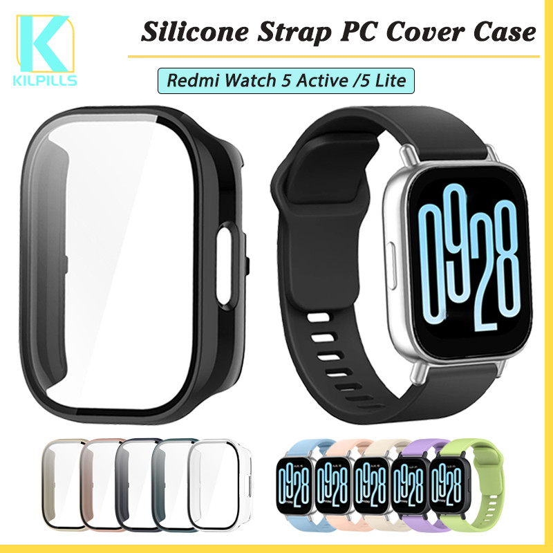 กระจกนิรภัยครอบคลุมกรณีคอมพิวเตอร์สายยาง for Redmi Watch 5 Active Screen Protector สายซิลิโคน for Redmi Watch 5 Lite