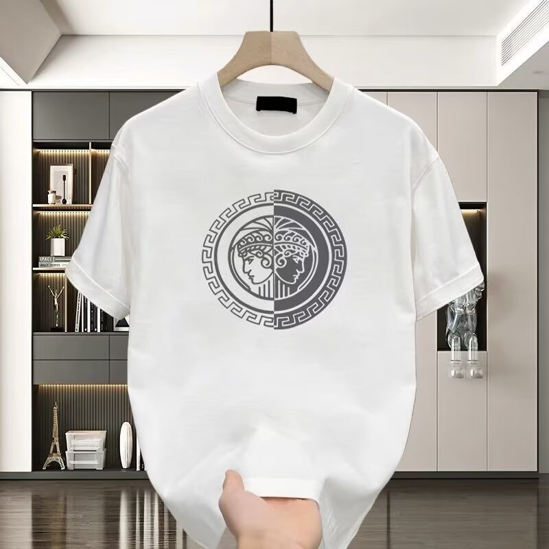 2025 NEW 20252025 New Summer High-end Men's Casual Versatile Crew Neck Short Sleeve T-shirt Light Lu