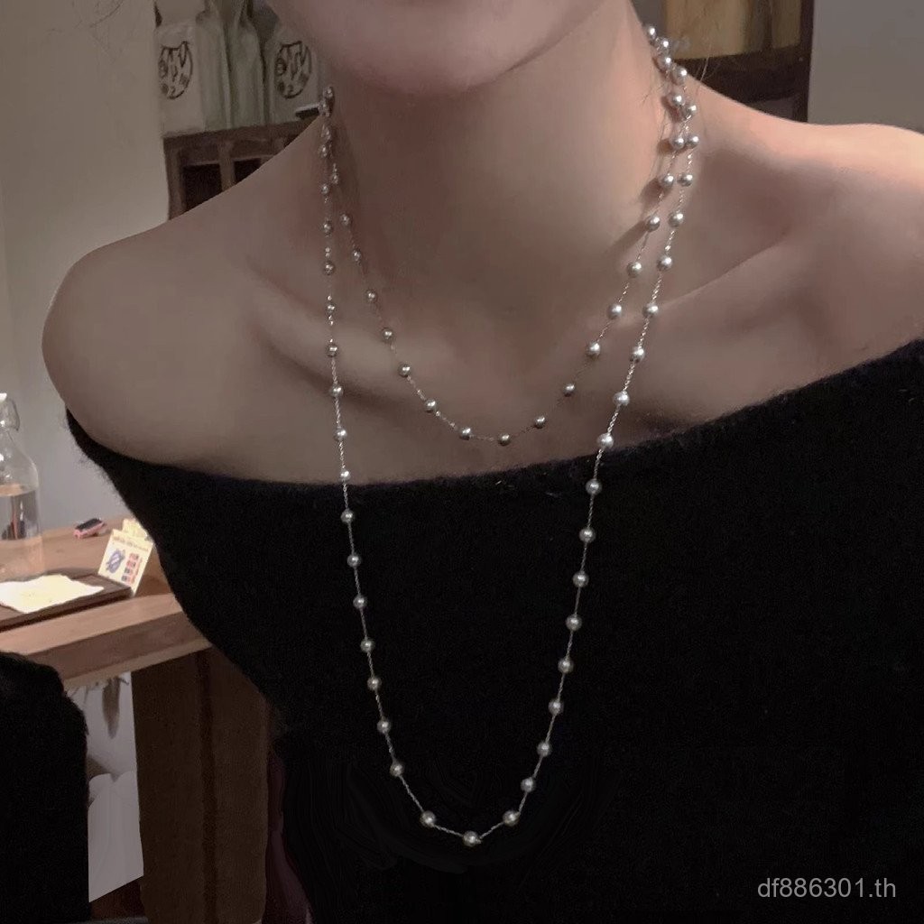 เครื่องประดับ Gypsophila เสื้อกันหนาว Shijia อุปกรณ์เสริม S925 สร้อยคอ Clavicle CHAIN หญิงอารมณ์ยาวค