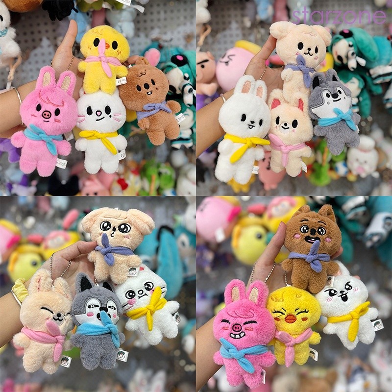 12 ซม.Kpop Stray kids SKZOO ตุ๊กตาจี้ตุ๊กตา Bang Chan Lee รู้น่ารักพวงกุญแจ Kpop กระเป๋า Charm