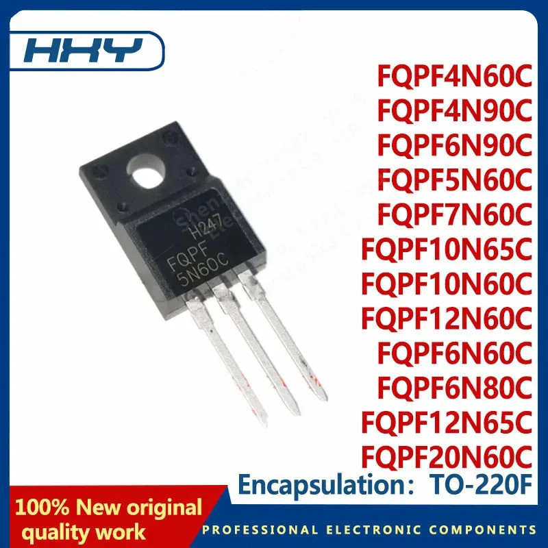 5PCS FQPF 4N60C 4N90C 5N60C 6N60C 6N80C 7N60C 10N60C 10N65C 12N60C 12N65C 20N60C TO-220F ทรานซิสเตอร