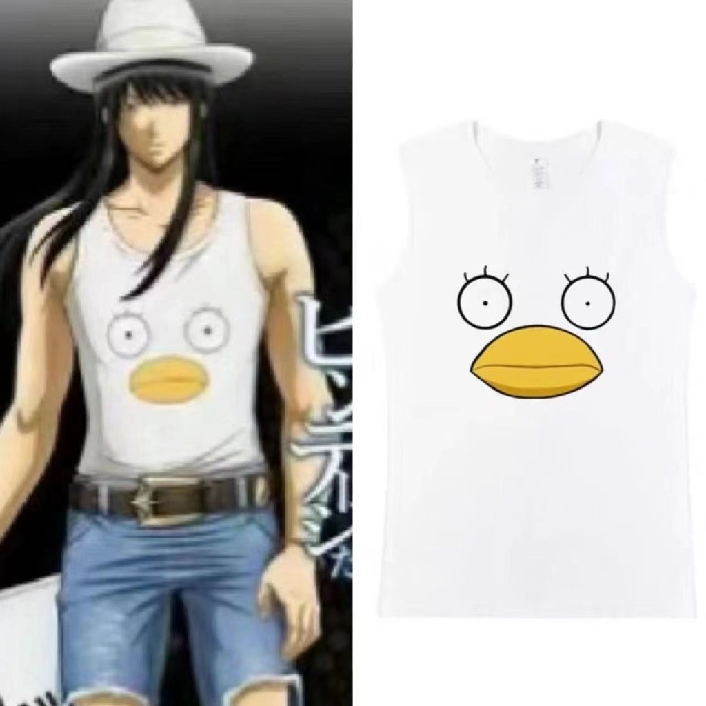 ผ้าฝ้ายแท้ Gintarou Kotarou สไตล์เดียวกันเสื้อกั๊กผู้หญิงผู้ชายหลวมแขนกุดแขนสั้นเสื้อยืดเสื้อกั๊กปวด