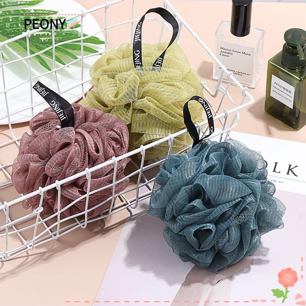 PEONYPAVILION Bath Ball แปรงทําความสะอาดในครัวเรือน Soft Mesh Body Exfoliate อุปกรณ์ห้องน้ํา