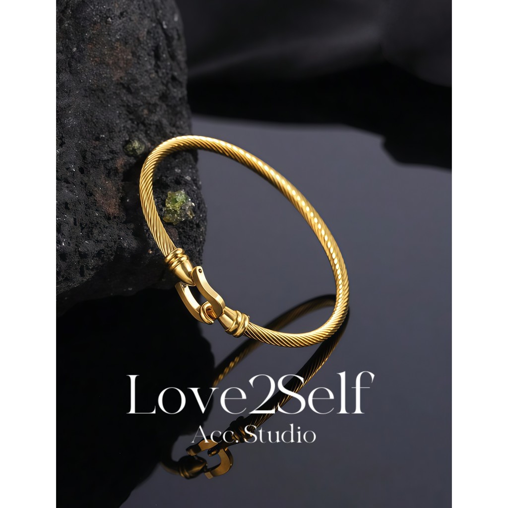 Love2Self S012 Non Fade สแตนเลส Punk Twist สร้อยข้อมือกําไลข้อมือ Non Tarnish กําไลข้อมือสําหรับผู้ชายผู้หญิง