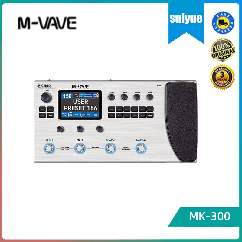 M-VAVE MK-300 กีตาร์ไฟฟ้าอุปกรณ์เอฟเฟกต์แบบบูรณาการ Bass Senence Loop การ์ดเสียงกลองเครื่องรองรับ Lo