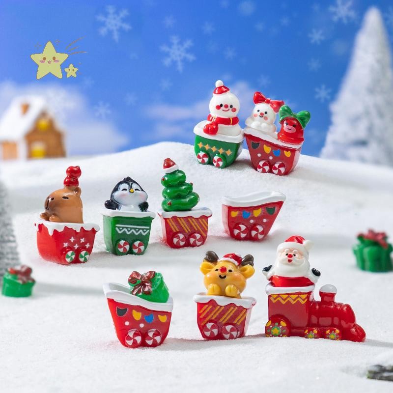 [JBTH] 1/4 ชิ้นต้นคริสต์มาส Santa Claus Snowman Elk Penguin Bell Miniature ภูมิทัศน์เครื่องประดับบ้า