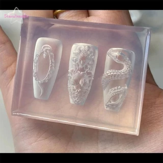 <DBFl-t> 1 ชิ้นซิลิโคนเล็บแม่พิมพ์ผู้หญิงสวยงู 3D บรรเทาเล็บแม่แบบตกแต่งเล็บเล็บเครื่องมือใหม่