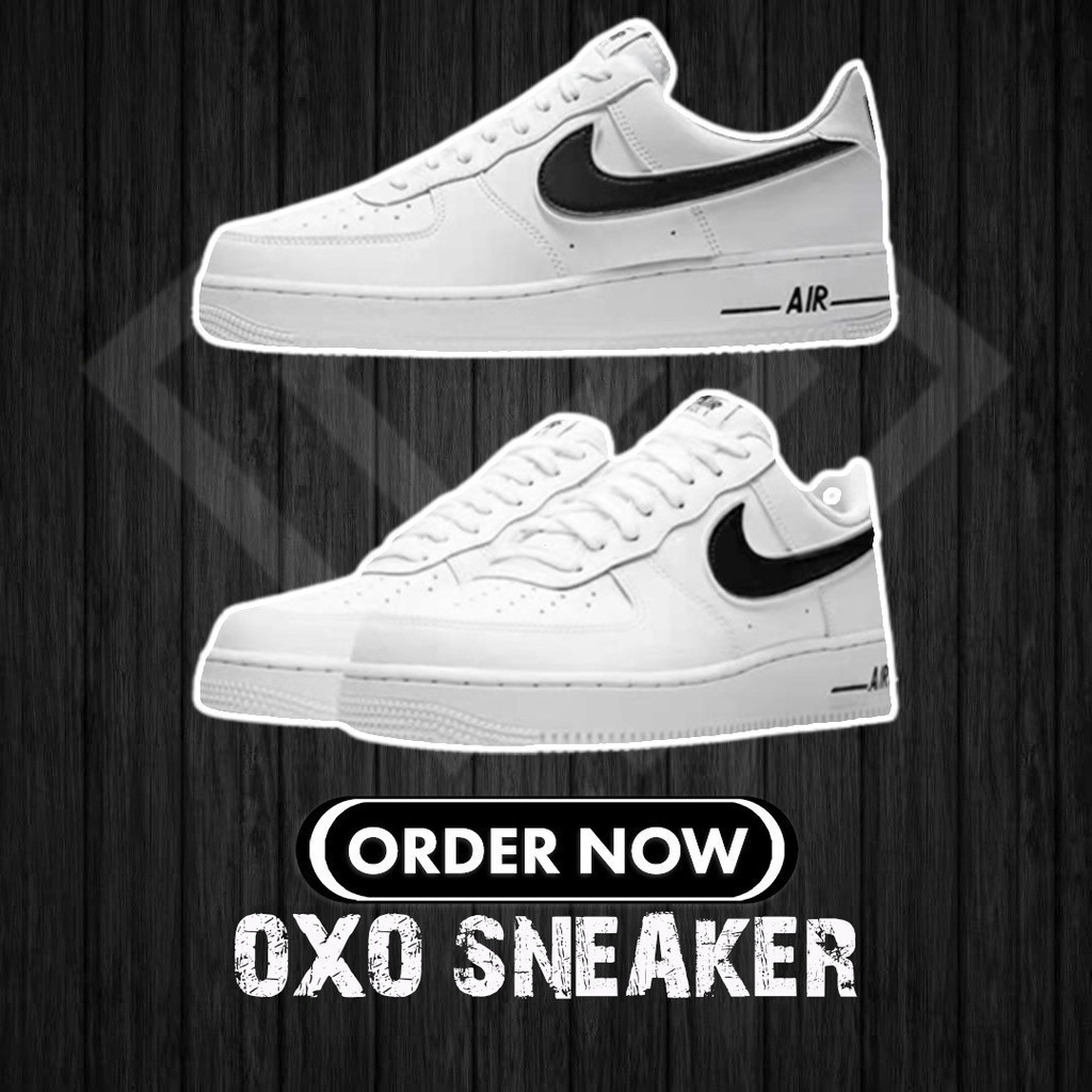 Air Force 1 07 สีดํา swoosh โลโก้ AF1 สีขาวสีดําสีดําตะขอ (คุณภาพเดิม 100%) AO2423-101 ผู้หญิงรองเท้