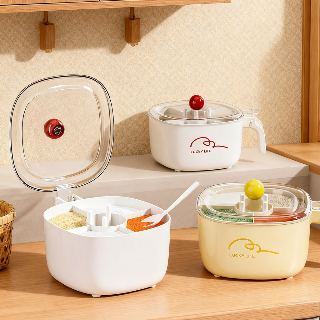 1/2 ชิ้น - ที่จัดระเบียบเครื่องเทศที่สะดวกเป็นพิเศษ | One-Touch Stand-Up Lis & Spoon Slot | ที่เก็บ 