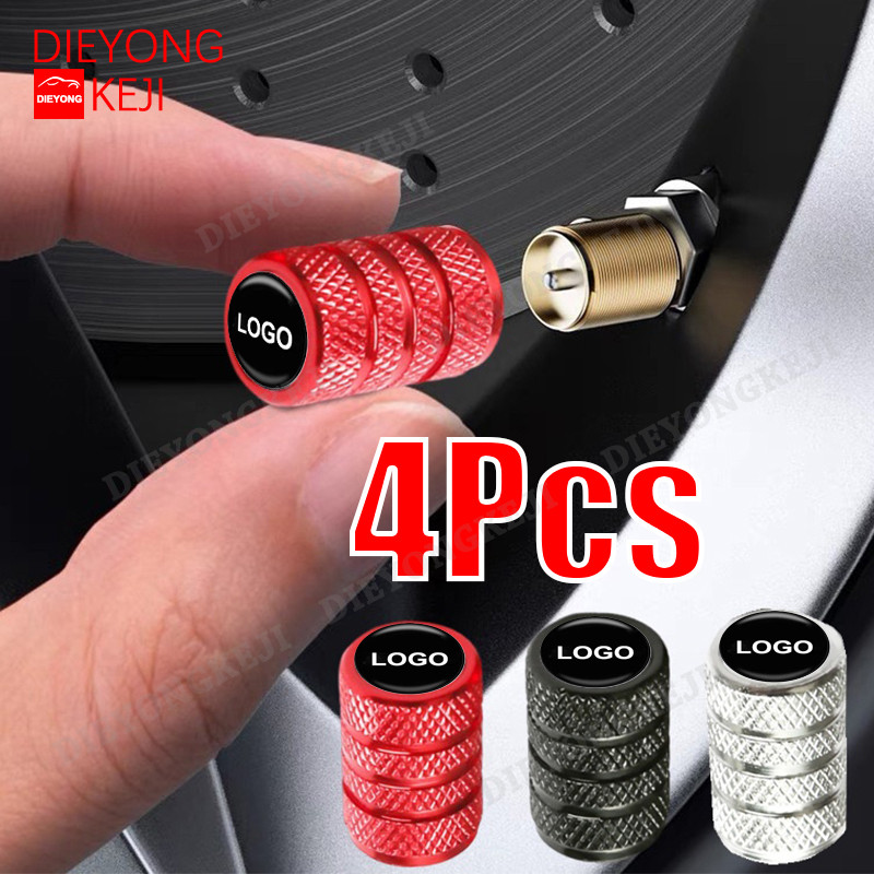 【 ส่งไว มีCOD】จุกลมยางรถยนต์ พร้อมโลโก้ จุกปิดลมยาง ฝาปิดจุกลม ยางรถยนต์ car logo สีขาว/สีดำ 1 ชุด (4 อัน) – Car Tire Valve Caps