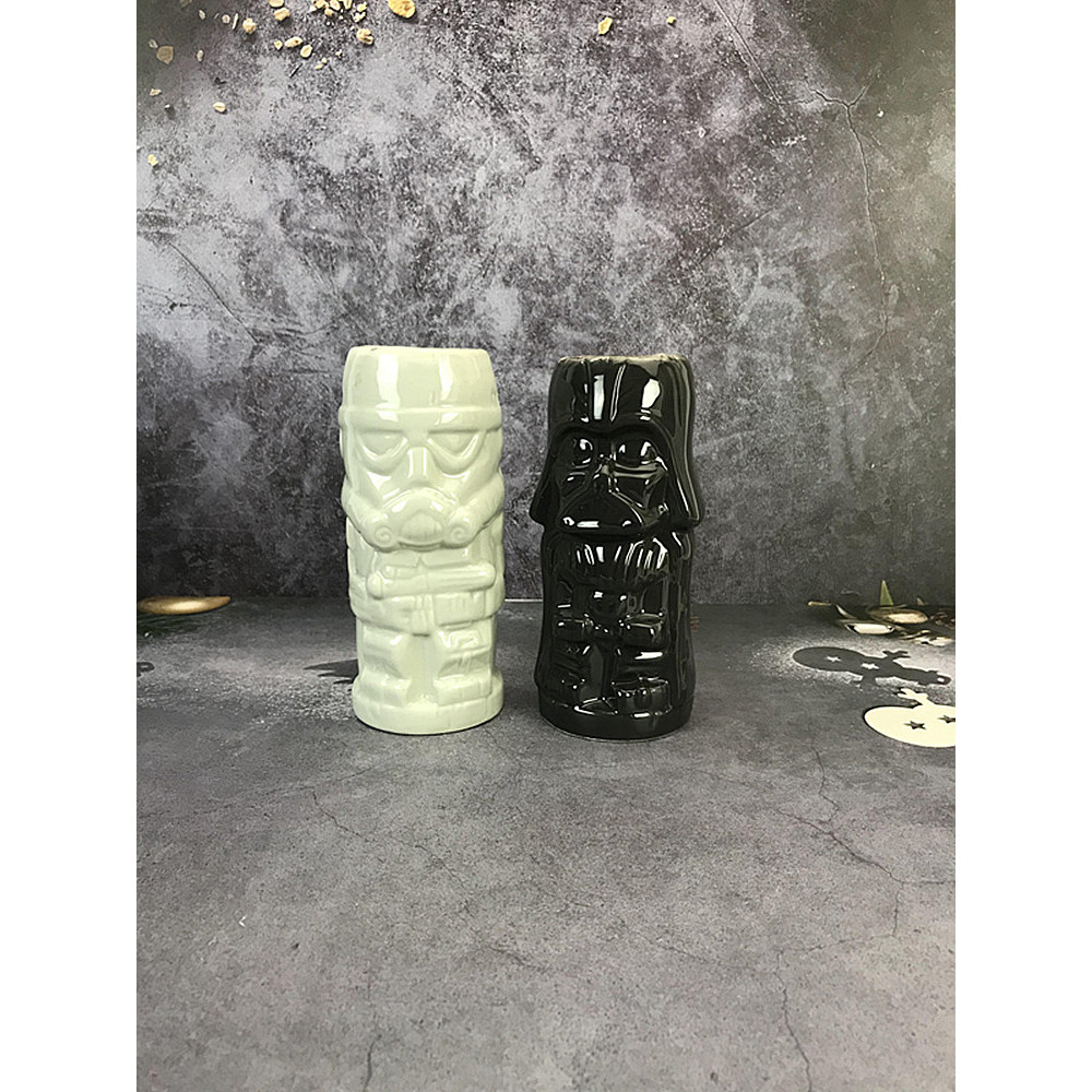 Tiki แก้ว Star Wars Creative tiki ถ้วยทหารสีขาวซามูไรสีดํา R2D2 ถ้วยเซรามิคบาร์แก้วค็อกเทล