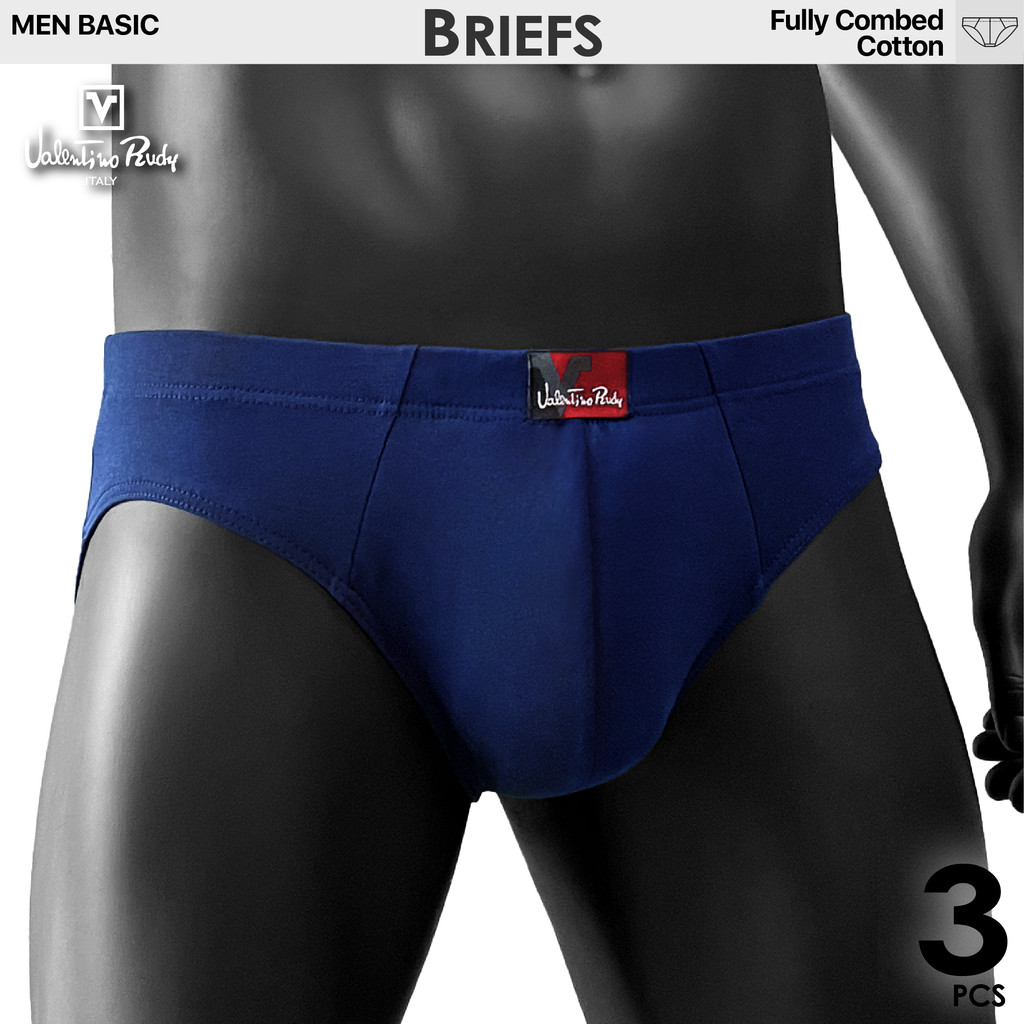 VALENTINO RUDY ชุดชั้นในชาย 3 ชิ้นกางเกงผ้าฝ้ายหวีเต็มรูปแบบ VRMB 633-3 (คละสี) Seluar Dalam Lelaki