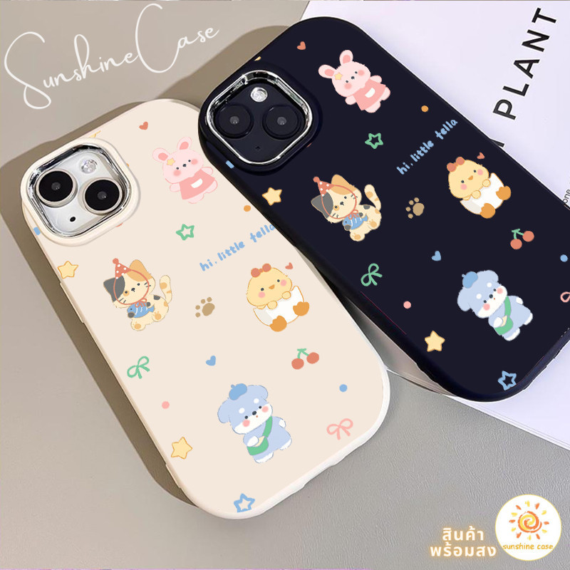 สต๊อกไทย เคสโทรศัพท์13 แอนิมอลการ์ตูนน่ารัก เคสครอบกลมกล้องสีเงิน for IPhone11 12 13 14 15 16 Pro MAX 6 7 8 PLUS X XS XR
