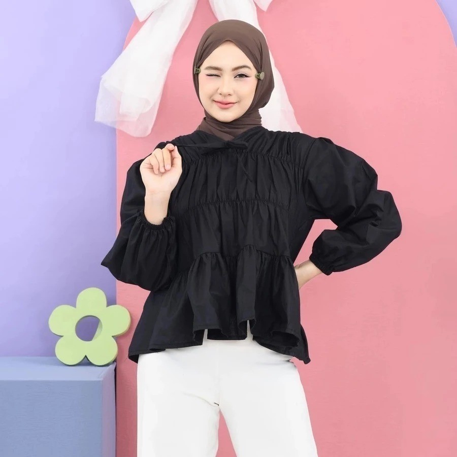 KATUN เสื้อเบลาส์ผ้าฝ้ายแฟชั่นสําหรับผู้หญิง MIREYA BLOUSE KERUT ราคา ถูกที่สุด ดีลบีเคเค แกลเลอรีภาพที่ 5
