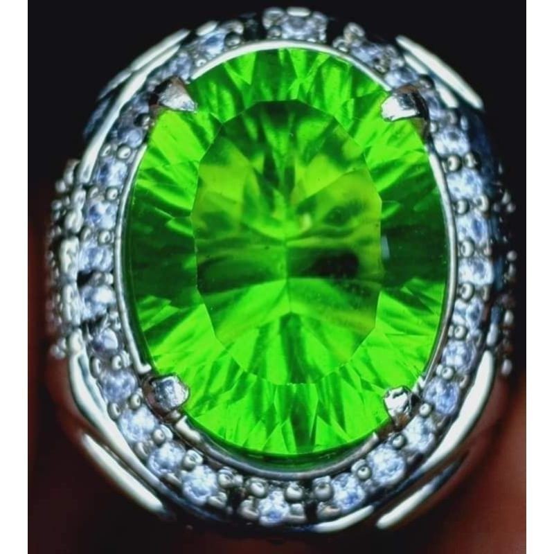 แหวนผู้ชาย Stone Grend Moldavite Tektite Ring ธรรมชาติแท้