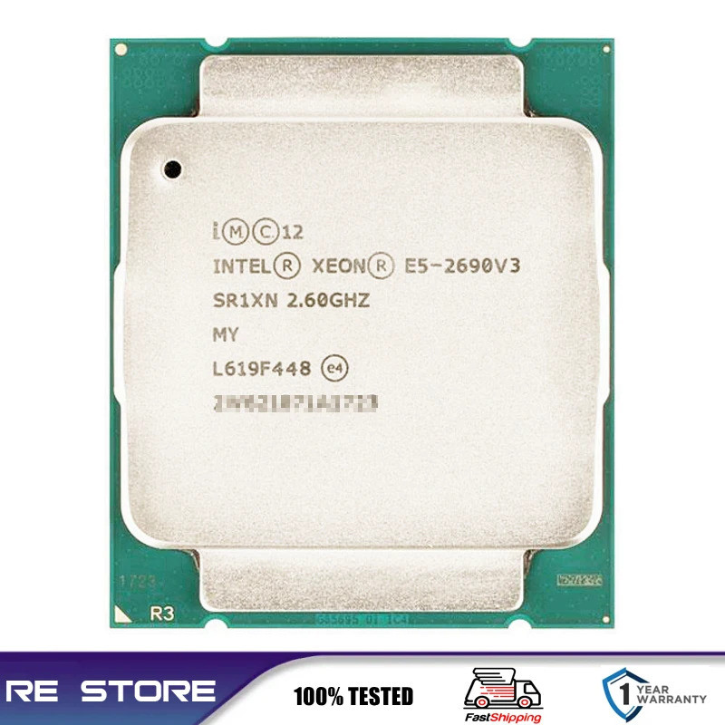 ใช้ Intel Xeon E5 2690 V3 โปรเซสเซอร์ SR1XN 2.6 Ghz 12 Core 30MB ซ็อกเก็ต LGA 2011-3 CPU E5 2690V3