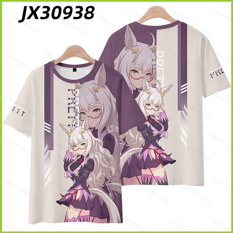 เสื้อยืดคอสเพลย์ 3D ผ้าฝ้ายฤดูร้อน Uma Musume Pretty Derby Biwa Hayahide
