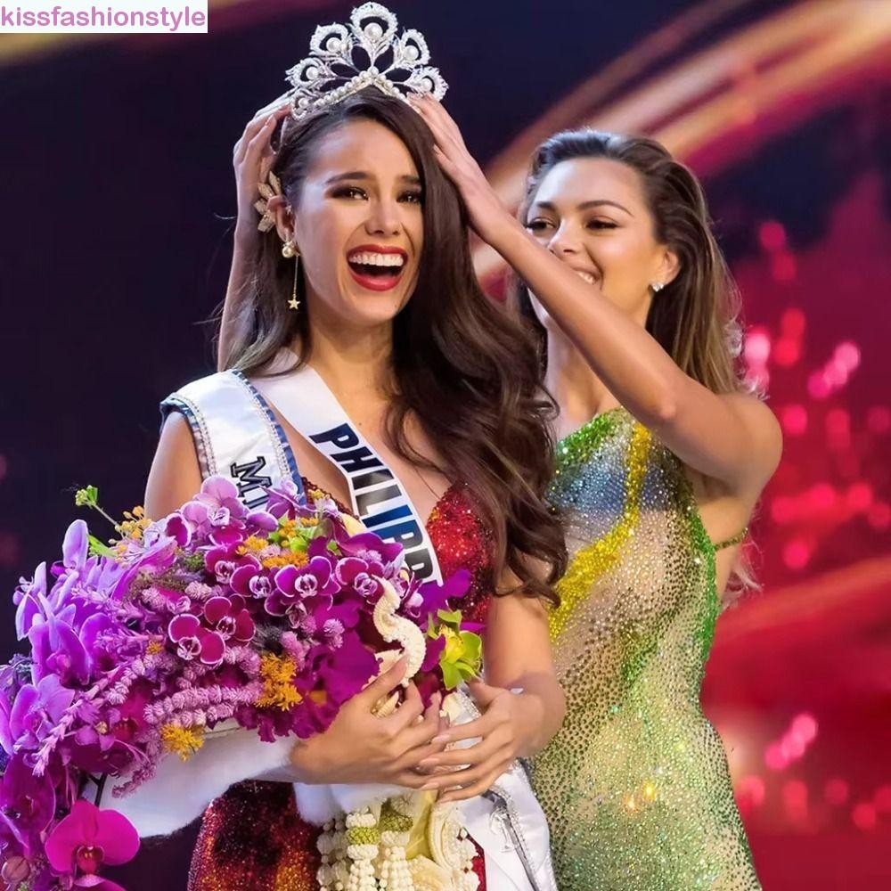 ที่คาดผมทรงมงกุฎ มุกและคริสตัล, อุปกรณ์เสริมศีรษะน้ำหนักเบา เหมาะสำหรับการประกวดแบบ Miss Universe