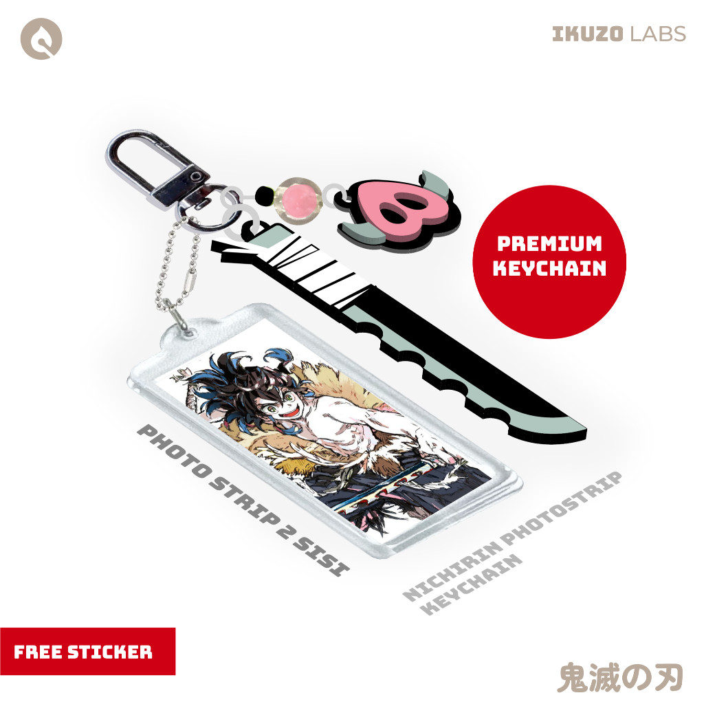 GANTUNGAN ASTER พวงกุญแจฆ่าปีศาจ + PHOTO STRIP Kimetsu no Yaiba พวงกุญแจ Ganci Inosuke Hasira