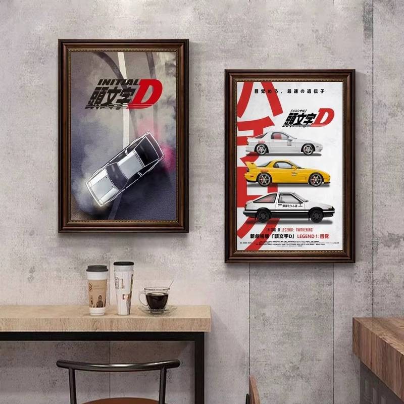 โปสเตอร์ Initial D สไตล์คลาสสิก สำหรับห้องนอร์ดิก บาร์ และคาเฟ่
