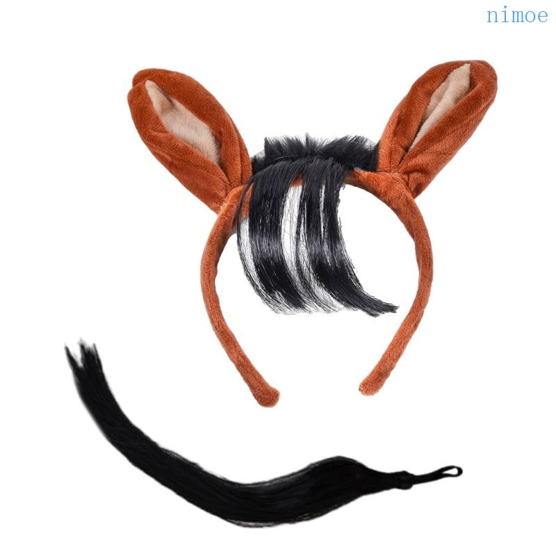 Nio Horse คอสเพลย์อุปกรณ์เสริม Horse Tail Horse Ear Headband ฮาโลวีนเครื่องแต่งกายม้า