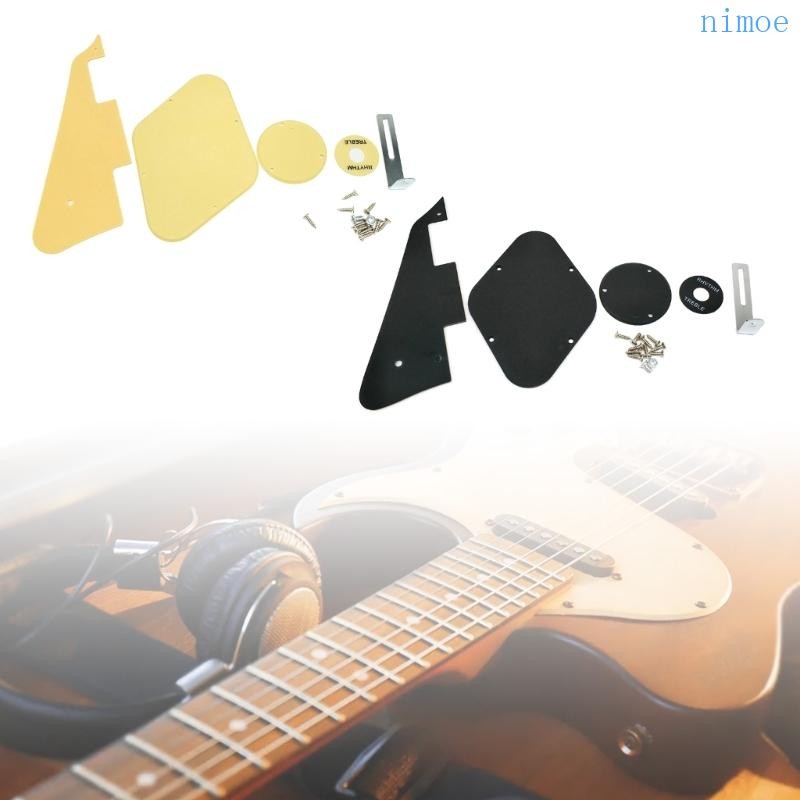 Nio 1Ply กีตาร์ไฟฟ้าสีดําสีเหลือง Pickguard Pick Guard แผ่นรอยขีดข่วนพร้อมขายึดและสกรูสําหรับ LP สไตล์กีตาร์ Par