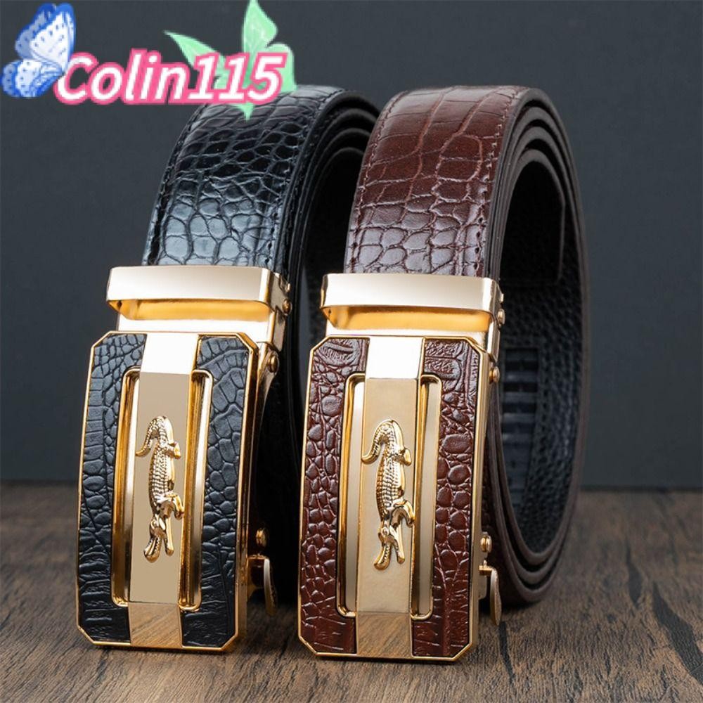โคลินา115ธุรกิจเข็มขัดหนัง,หนัง ปู่ รูปแบบจระเข้เข็มขัดหัวเข็มขัดอัตโนมัติ,ลําลองวินเทจหรูหราออกแบบสายรัดเอวสําหรับ ผู้ชาย