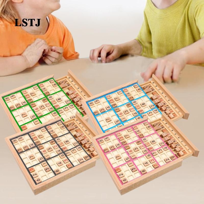 [Lstjj] ไม้ Sudoku Board Playset Sudoku หมากรุกของเล่น Montessori ปริศนารถไฟการคิดเชิงตรรกะความสามาร