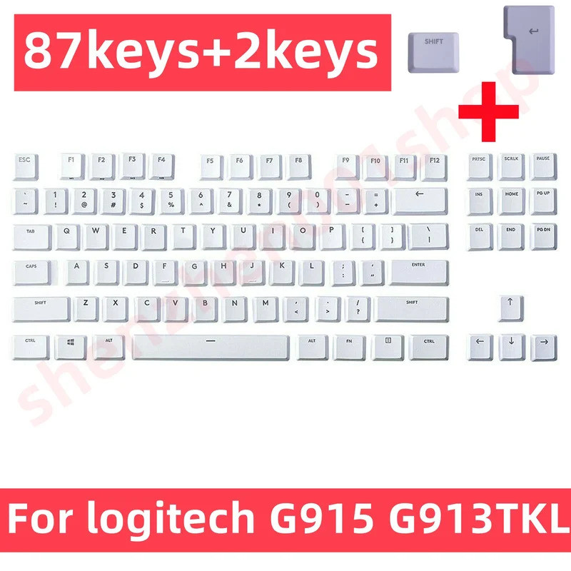 ชุด G915 TKL 87 คีย์สีขาวสําหรับ Logitech G813 G913 G815 G915 คีย์บอร์ด 89 คีย์รูปแบบ UK