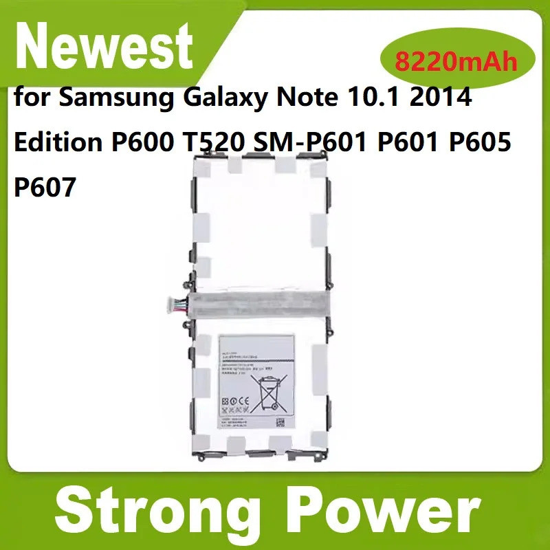 แบตเตอรี่สําหรับ Samsung Galaxy หมายเหตุ 10.1 2014 Edition P600 T520 SM-P601 P601 P605 P607 8220mAh 