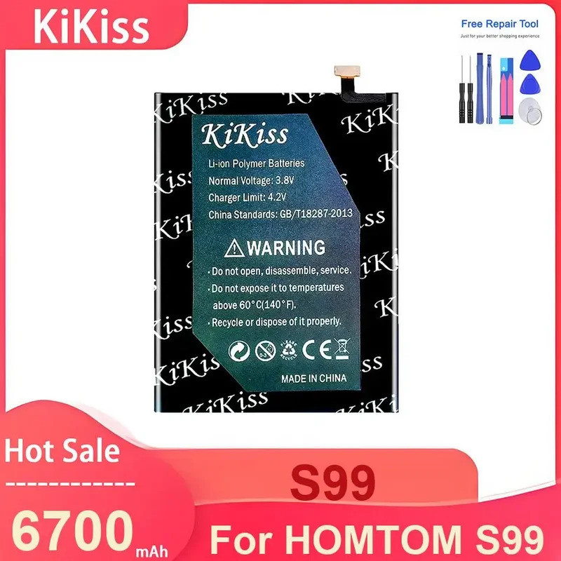 KiKiss แบตเตอรี่โทรศัพท์มือถือสําหรับ HOMTOM S99 ,S99 6700mAh แบตเตอรี่,พร้อมเครื่องมือ