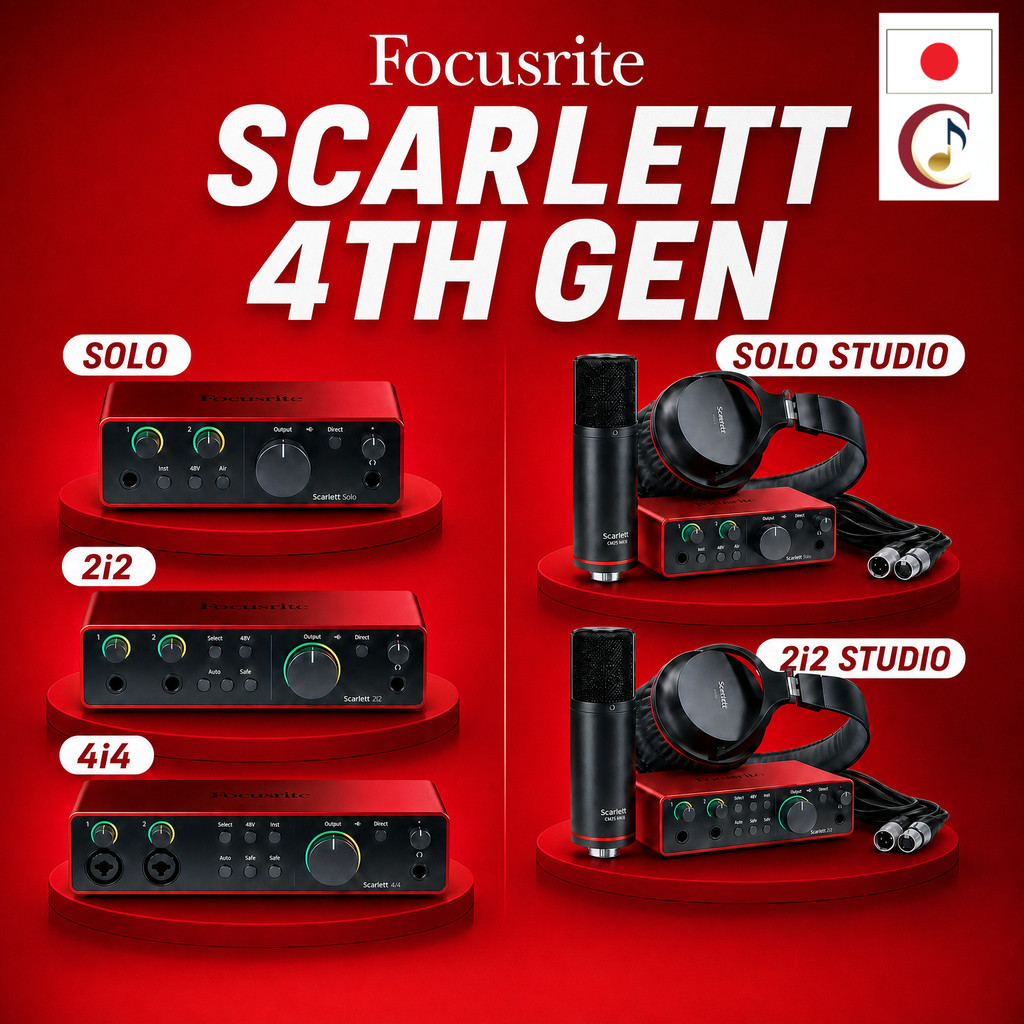 Focusrite Scarlett 4th Gen USB Audio Interface (2i2/4i4) - Studio-Quality Sound for Recording, Songw