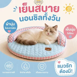 BHQ เบาะเย็นแมว ที่นอนสัตว์เลี้ยง เตียงสุนัข 60cm เย็นสบาย น่ารัก กันความชื้น กันลื่น