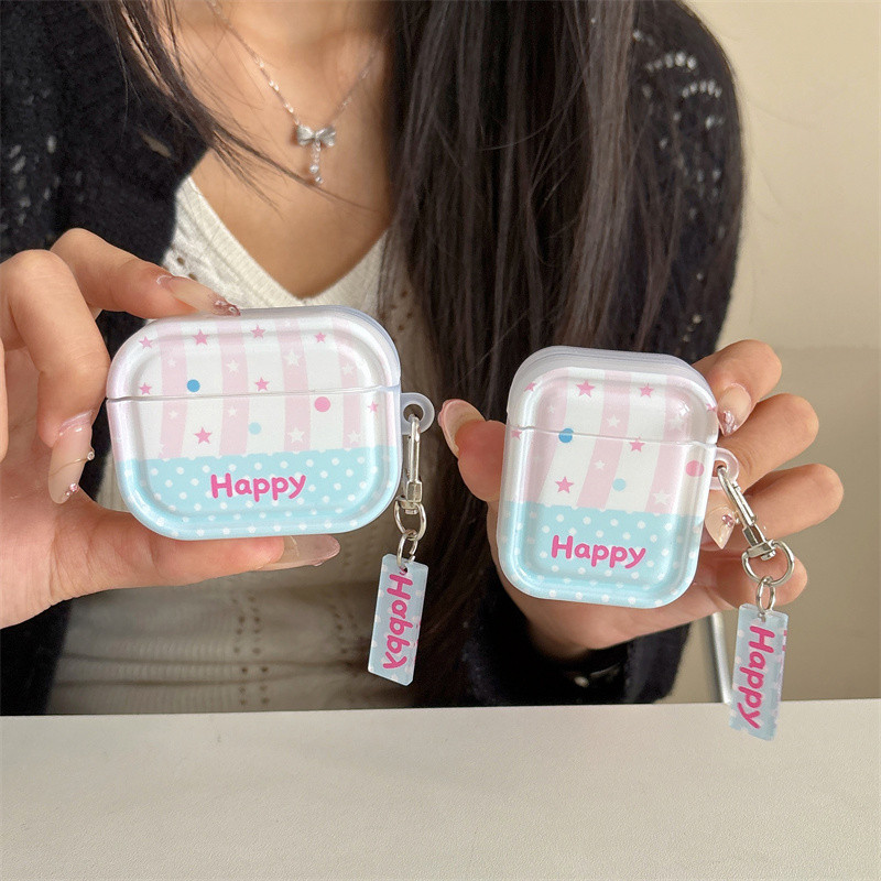Happy polka dot Strip สําหรับ Airpods4 Airpods 1/2 3 Pro2 pro3 ชุดหูฟังไร้สายบลูทูธป้องกันกรณี AirPo