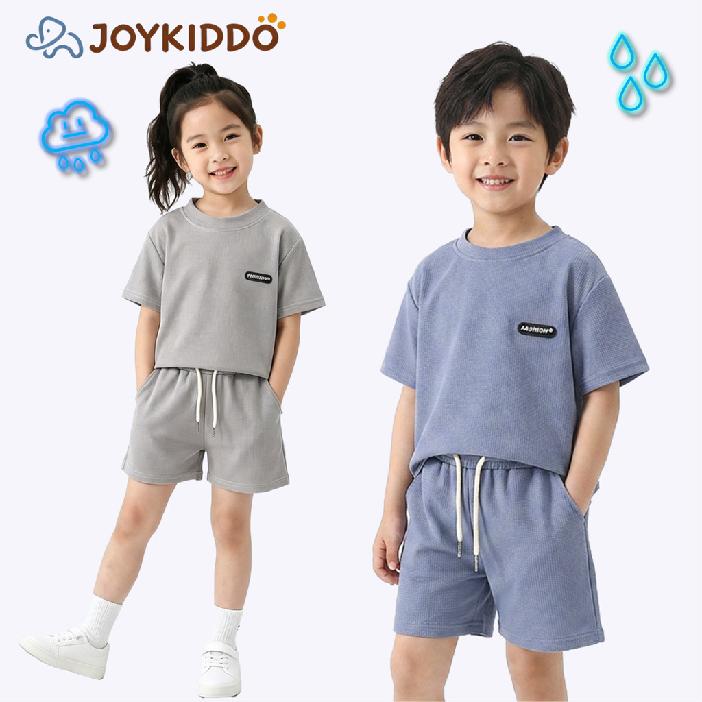 ใหม่เสื้อผ้าเด็กฤดูร้อนชุดลำลองเด็กเสื้อผ้าหลวมเด็กชายแขนสั้นวาฟเฟิลด่อนฤดูร้อน