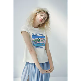 H&M(เอชแอนด์เอ็ม) เสื้อยืดผ้าฝ้ายพิมพ์ลาย ผู้หญิง 1344307_1