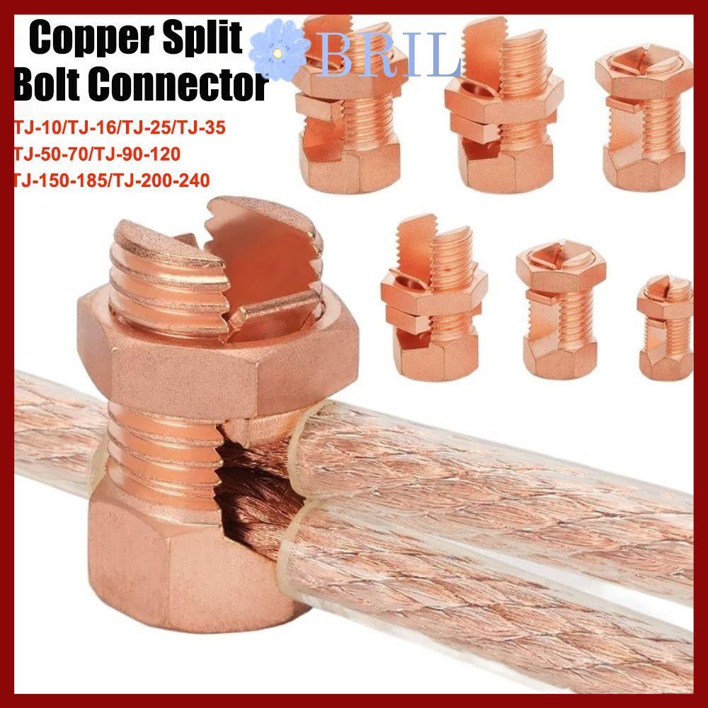 จัดส่งจากประเทศไทยBRIL Copper Split Bolt, ขั้วต่อ TJ Series Split Bolt ที่ทนทาน, ขั้วต่อแยกทองแดงที่