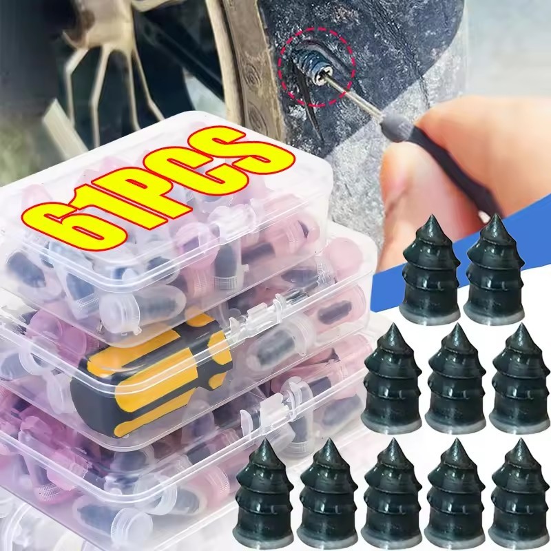 [AUTO & 3C] 31/51/61 ชิ้นสูญญากาศรถยางซ่อมเล็บยางพร้อมไขควง Tubeless Tyre Puncture Fix Patch เครื่องมือรถจักรยานยนต์ยาง Gaps อุปกรณ์เสริมชุด /ราคาดี