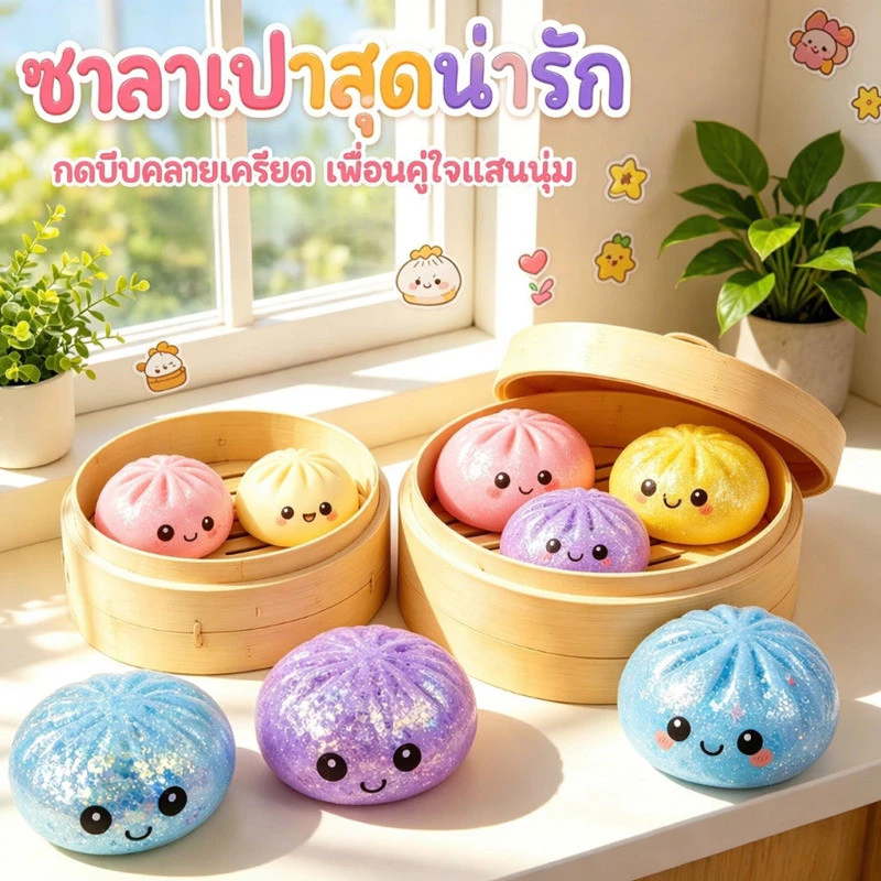สกุชชี่ซาลาเปาซิลิโคนคริสตัล ของเล่นบีบอัด