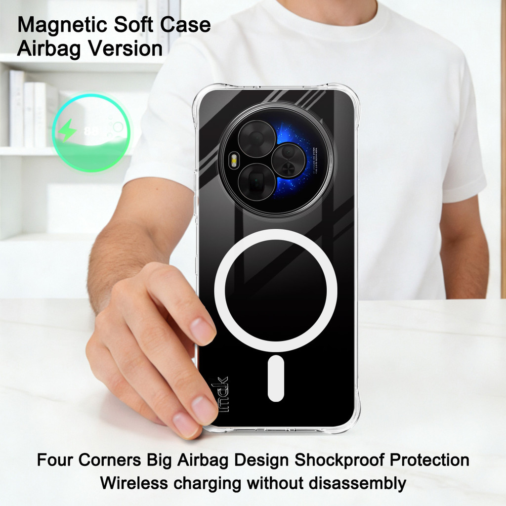 สําหรับ TCL NXTPAPER 60 Ultra 5G - เคส IMAK TPU ใส แม่เหล็กวงแหวน กันกระแทกแอร์แบ็ก ป้องกันกล้อง กันเหลือง กันรอยขีดข่วน นิ่ม