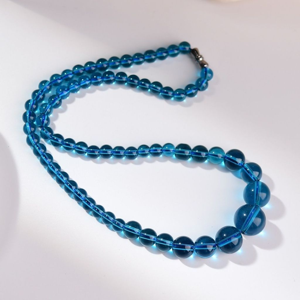 [การดูแลสุขภาพ] Ice Transparent Aquamarine Aquamarine Clavicle Chain Female Aquamarine Necklace Mois
