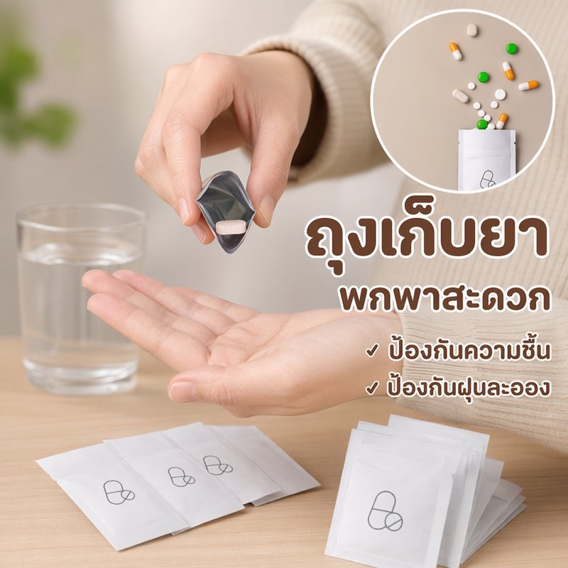 ซองฟอยล์ใส่ยา ถุงเก็บยา ขนาดพกพา กันชื้น กันแสง ซิปล็อค เปิดปิดได้ 30 ชิ้น สำหรับยา วิตามิน ผงยา