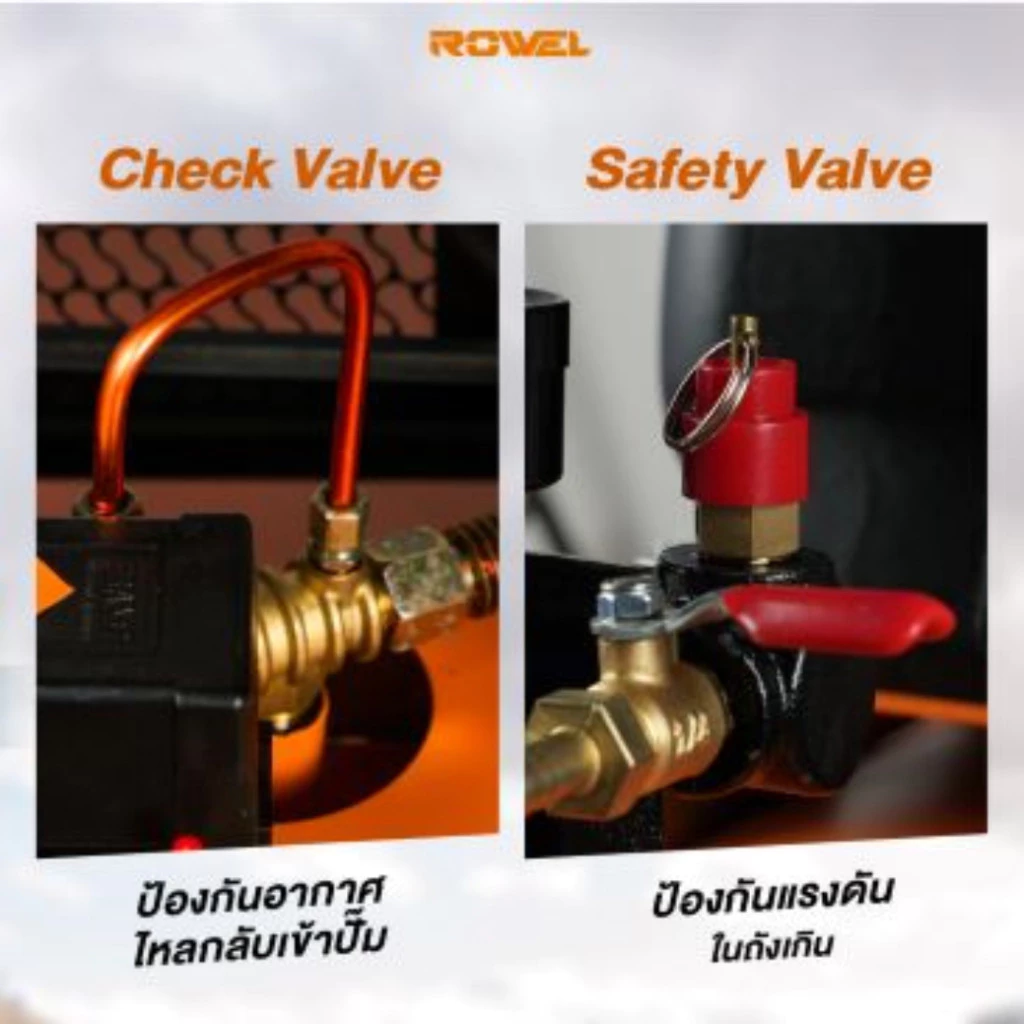 ROWEL ปั๊มลมสายพาน รุ่น RW-AC-BV2065-110 ขนาด 110 ลิตร 3 HP thumbnail 8