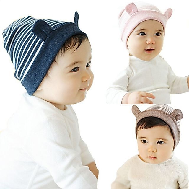 P320 หมวกเด็ก รุ่นลายเส้น 3สี (กรมท่า/น้ำตาล/ชมพู)