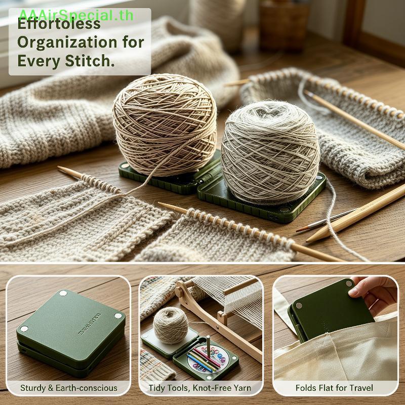 AAAirSpecial Double Yarn Holder Winder Portable Folding Spinner Box for Hand ถักโครเชต์ DIY Art Craft Projects TH